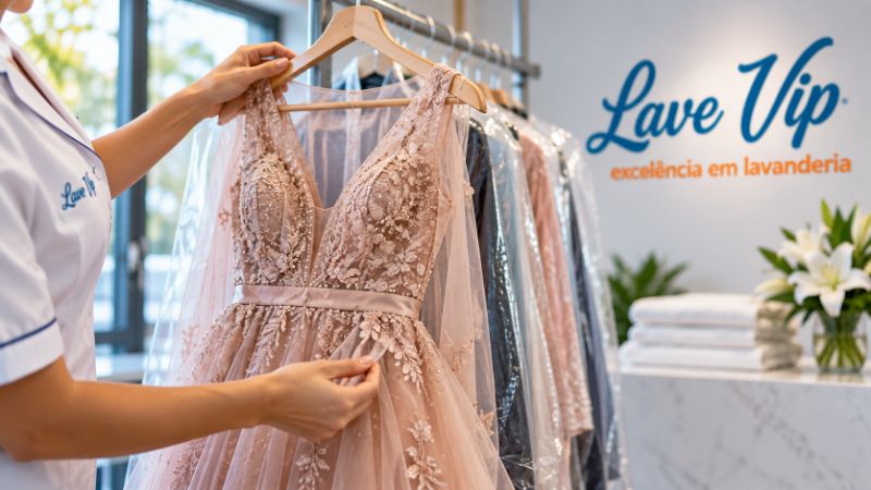 Vestido de festa em tule e bordado na Lave VIP
